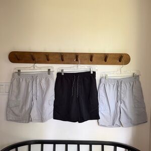 3 pair Men's Size Small 6.5" Cargo Shorts - Original Use, 2 tan 1 black